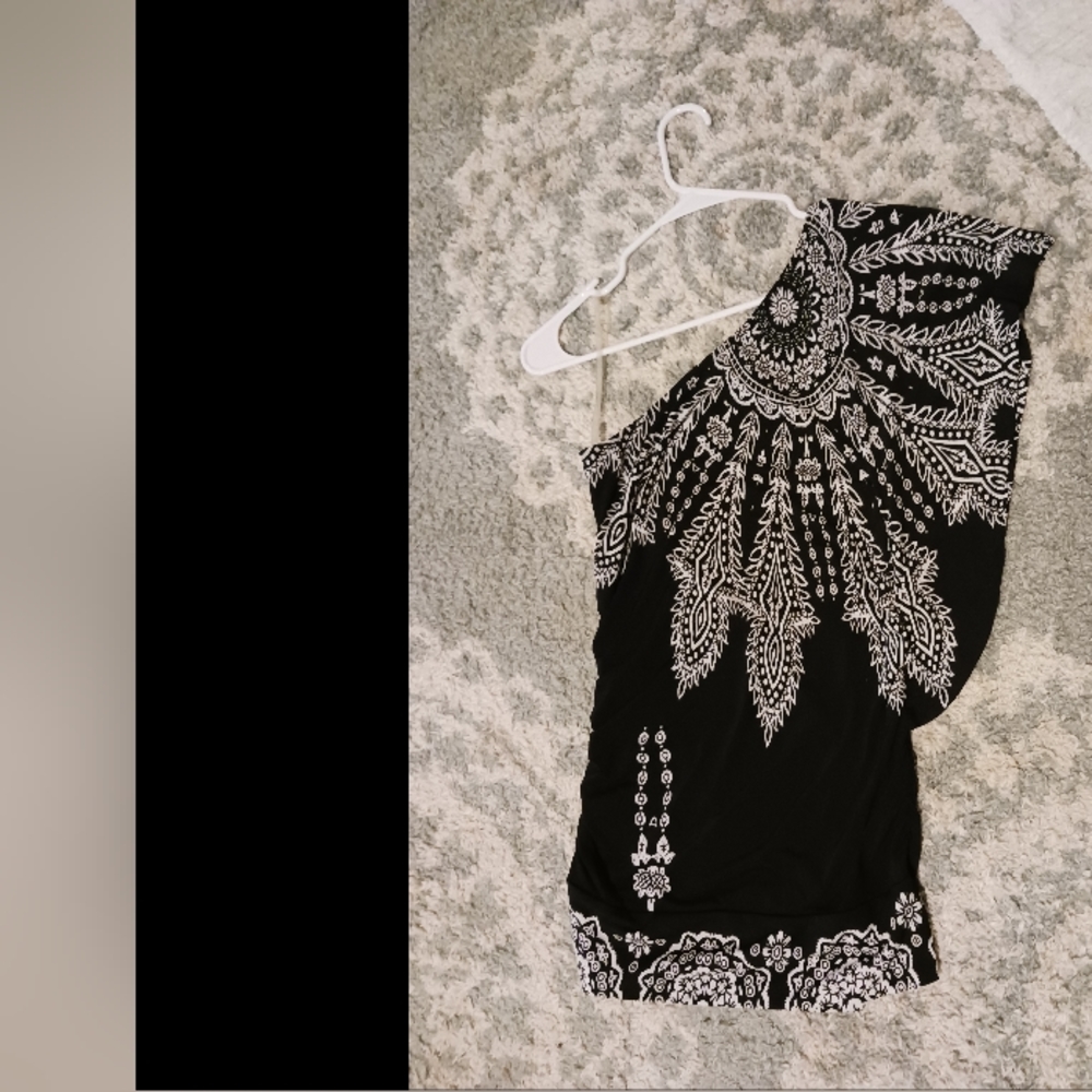 Studio y xs tribal print one sleeve mini dress
